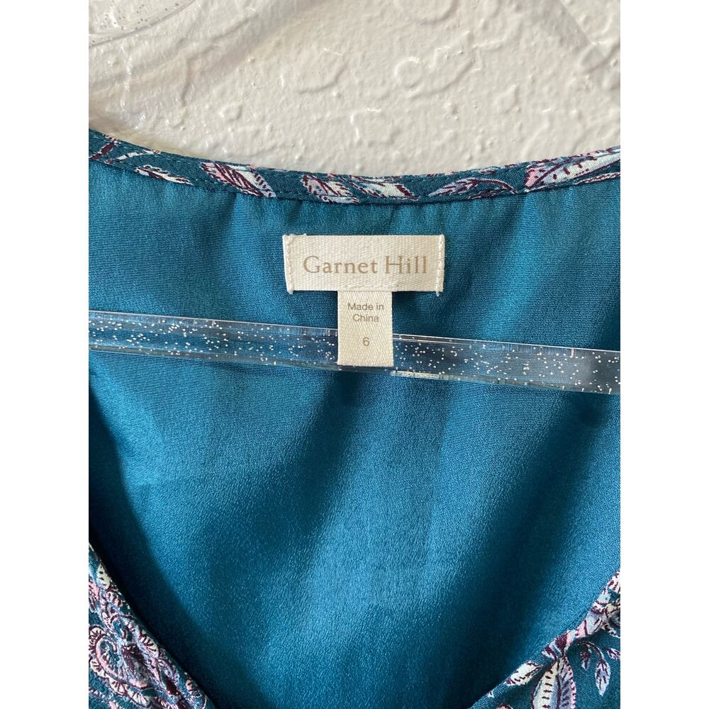 Garnet Hill Teal Floral Women's Dress Size 6 Paisley Boho - Picture 5 of 9
